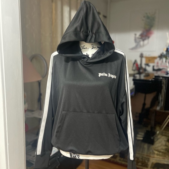 NWT Men’s Size Small Palm Angels Track Hoodie 100% Cotton In Black & White Color - Picture 9 of 17